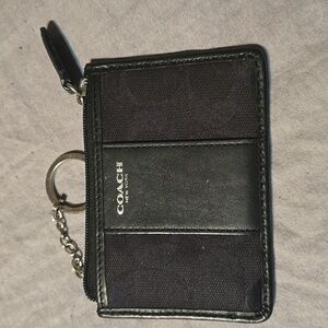 Coach Black Card Holder with Keychain